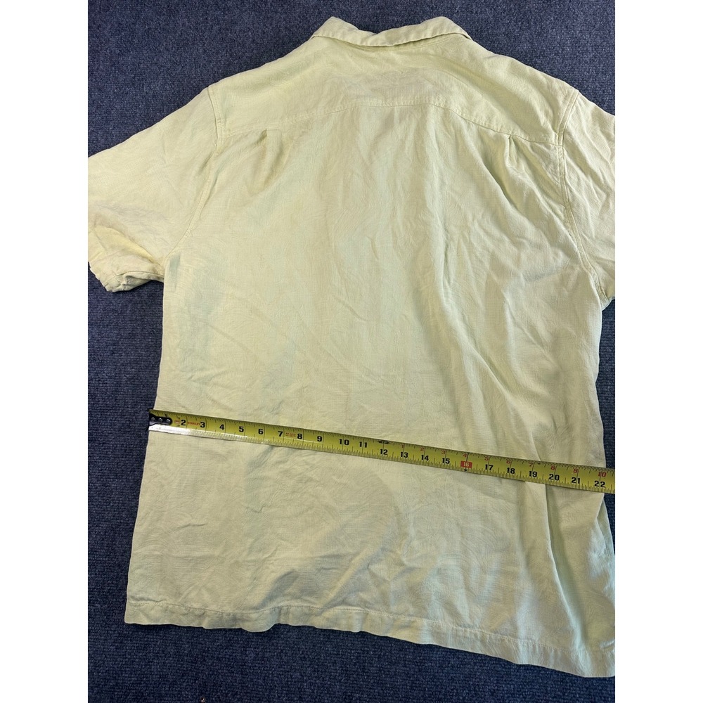 Tommy Bahama Mens XL Yellow 100% Silk Short Sleeve Palm Jacquard Camp Shirt - Picture 6 of 9